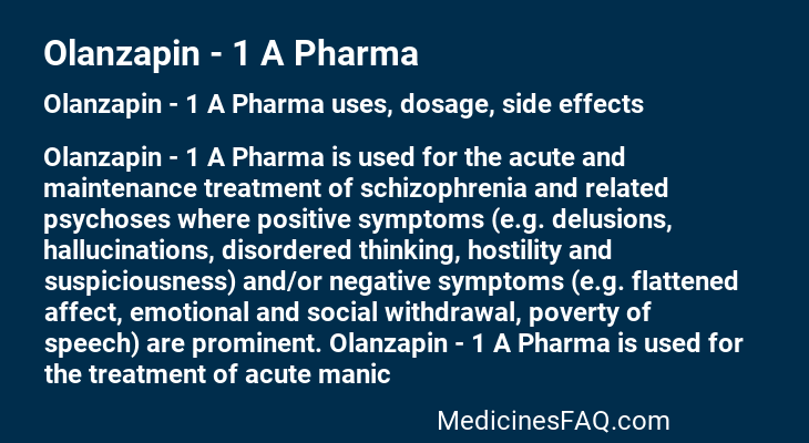 Olanzapin - 1 A Pharma