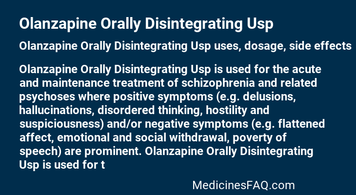 Olanzapine Orally Disintegrating Usp