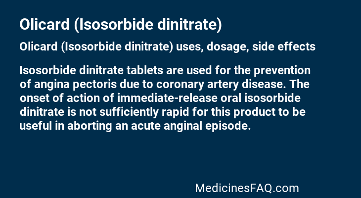 Olicard (Isosorbide dinitrate)