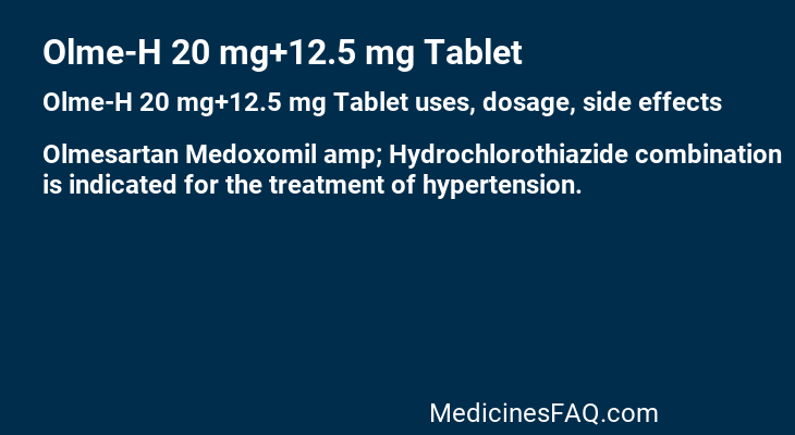 Olme-H 20 mg+12.5 mg Tablet