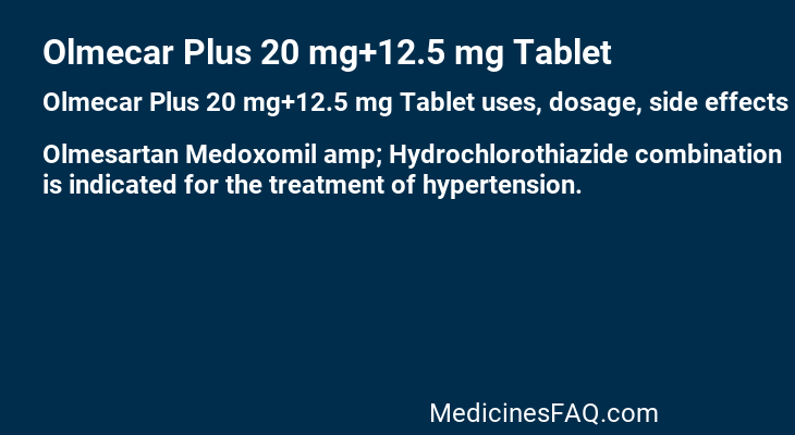 Olmecar Plus 20 mg+12.5 mg Tablet