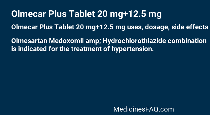 Olmecar Plus Tablet 20 mg+12.5 mg