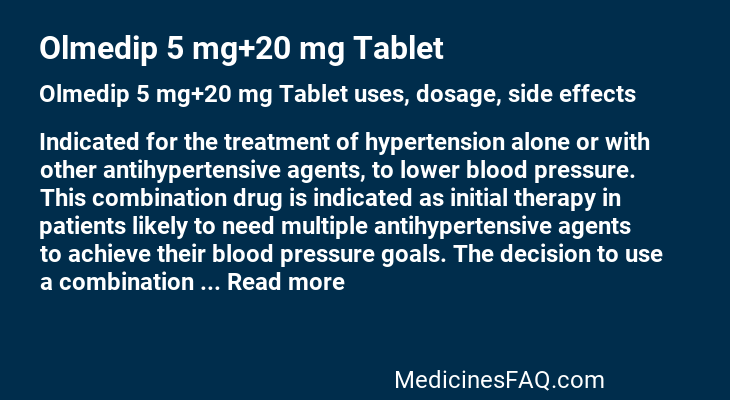 Olmedip 5 mg+20 mg Tablet