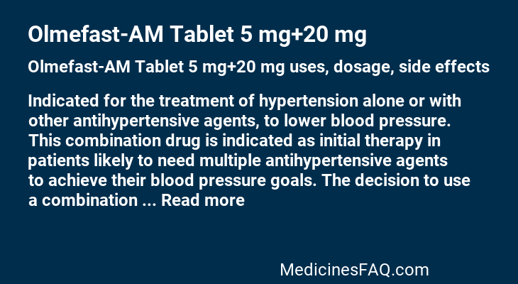 Olmefast-AM Tablet 5 mg+20 mg