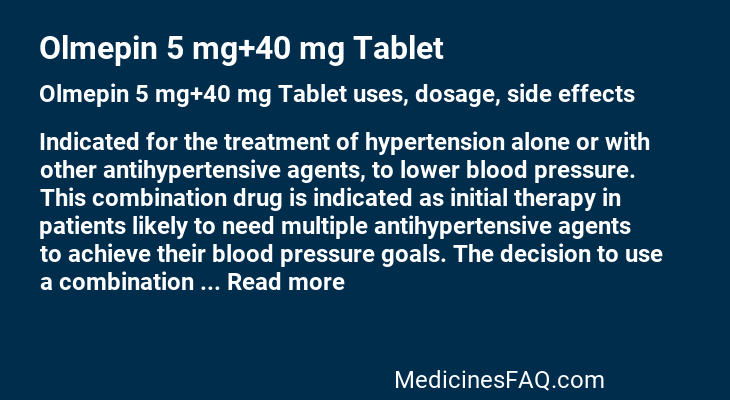 Olmepin 5 mg+40 mg Tablet