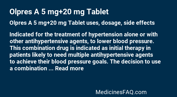 Olpres A 5 mg+20 mg Tablet