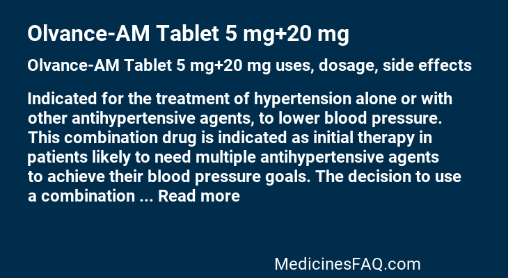 Olvance-AM Tablet 5 mg+20 mg