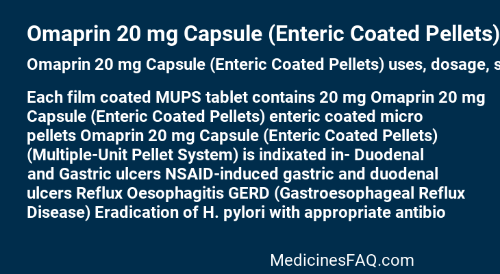 Omaprin 20 mg Capsule (Enteric Coated Pellets)