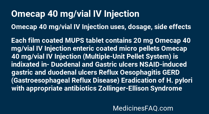 Omecap 40 mg/vial IV Injection