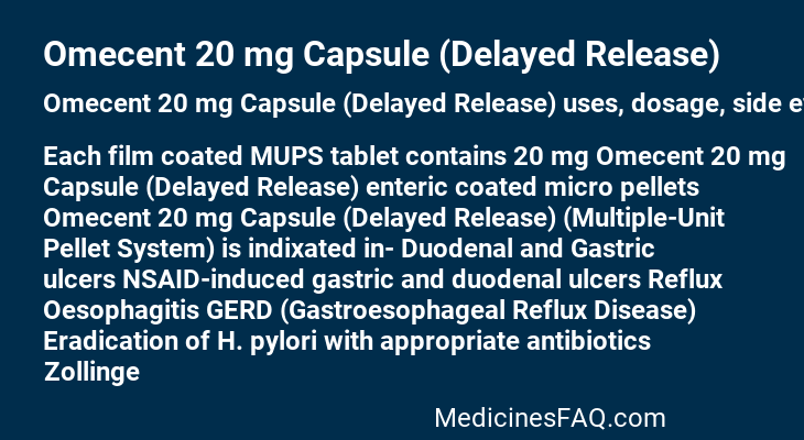 Omecent 20 mg Capsule (Delayed Release)