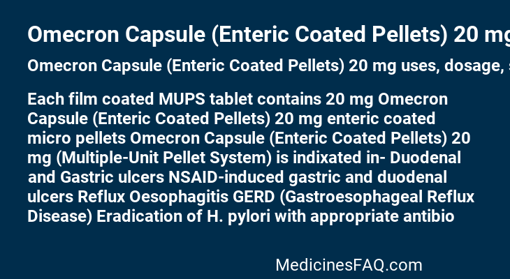 Omecron Capsule (Enteric Coated Pellets) 20 mg