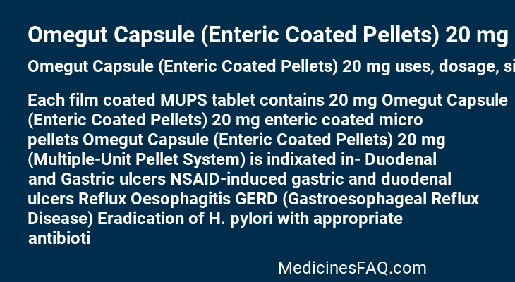 Omegut Capsule (Enteric Coated Pellets) 20 mg