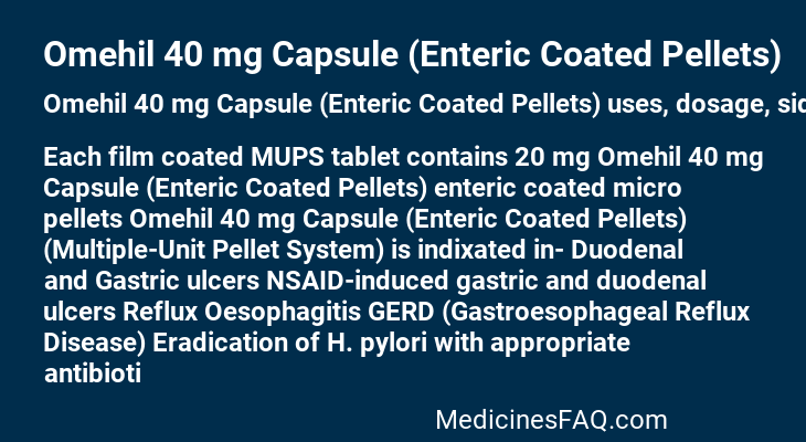 Omehil 40 mg Capsule (Enteric Coated Pellets)