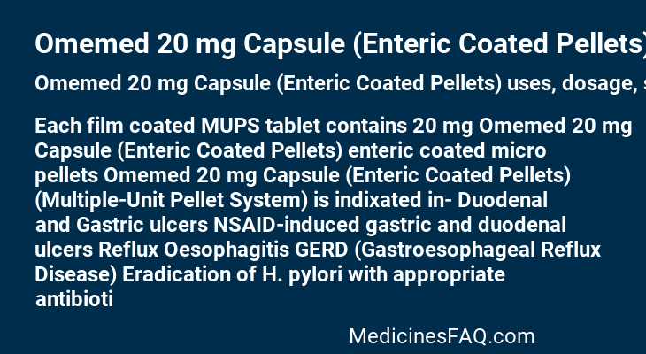 Omemed 20 mg Capsule (Enteric Coated Pellets)