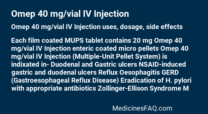 Omep 40 mg/vial IV Injection