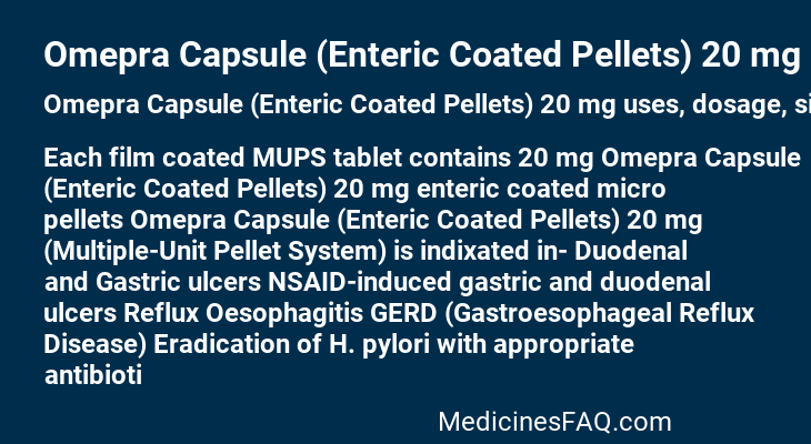 Omepra Capsule (Enteric Coated Pellets) 20 mg