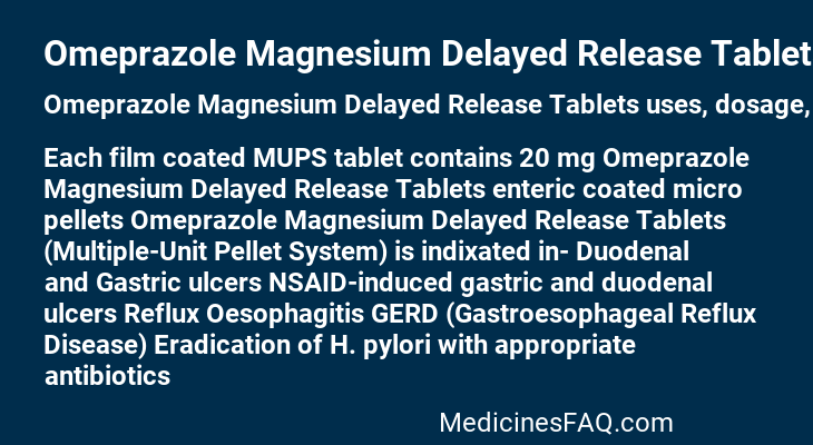 Omeprazole Magnesium Delayed Release Tablets