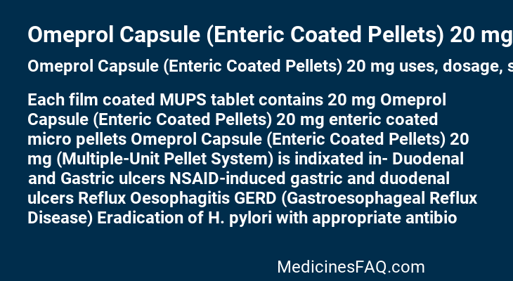 Omeprol Capsule (Enteric Coated Pellets) 20 mg