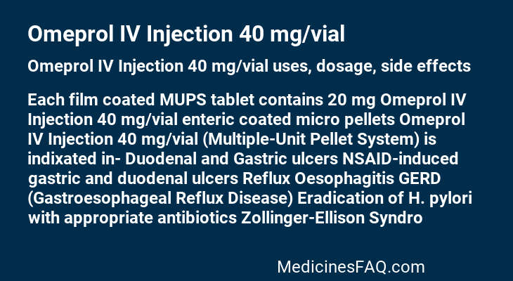 Omeprol IV Injection 40 mg/vial