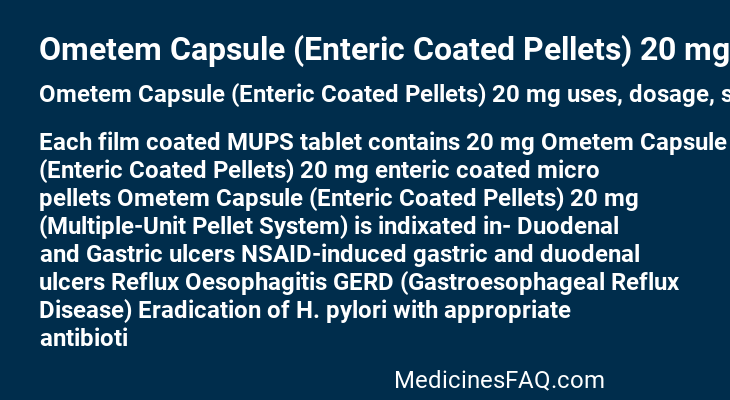 Ometem Capsule (Enteric Coated Pellets) 20 mg