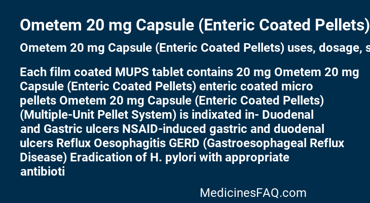 Ometem 20 mg Capsule (Enteric Coated Pellets)