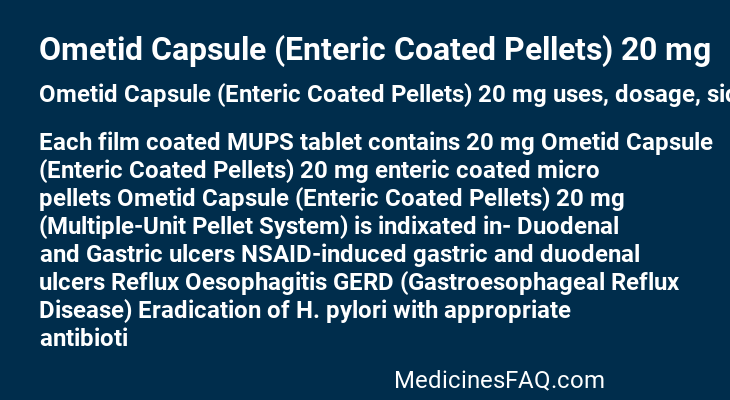 Ometid Capsule (Enteric Coated Pellets) 20 mg