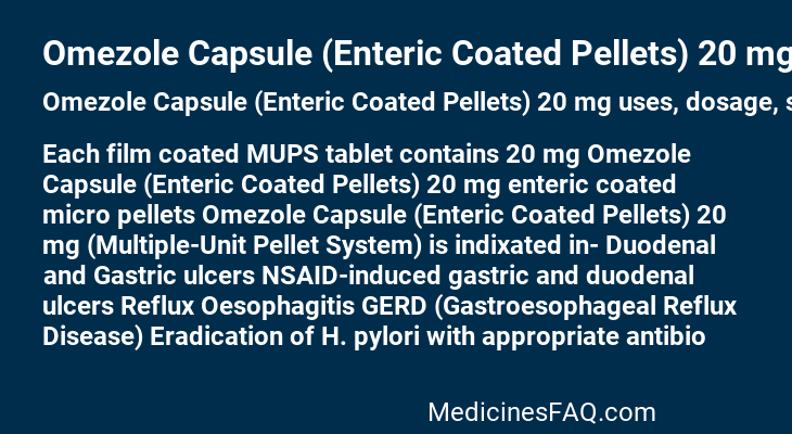 Omezole Capsule (Enteric Coated Pellets) 20 mg