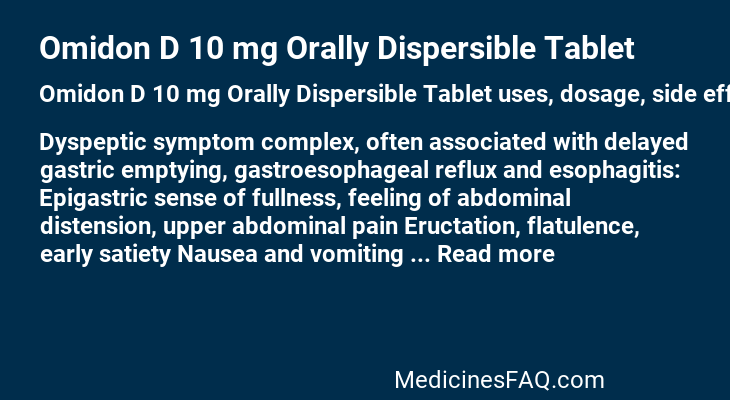 Omidon D 10 mg Orally Dispersible Tablet