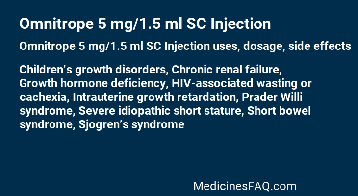 Omnitrope 5 mg/1.5 ml SC Injection