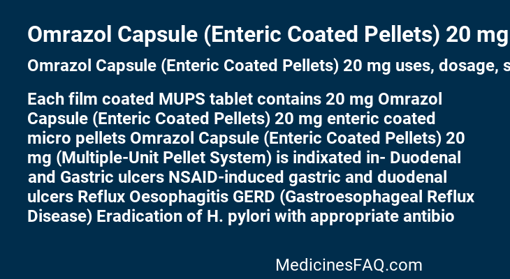 Omrazol Capsule (Enteric Coated Pellets) 20 mg