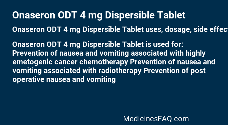 Onaseron ODT 4 mg Dispersible Tablet