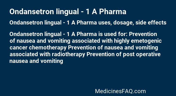 Ondansetron lingual - 1 A Pharma