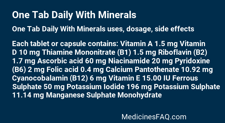 One Tab Daily With Minerals