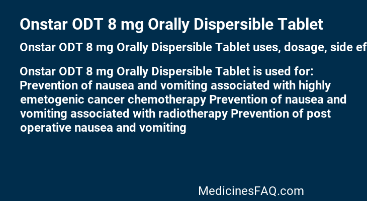 Onstar ODT 8 mg Orally Dispersible Tablet