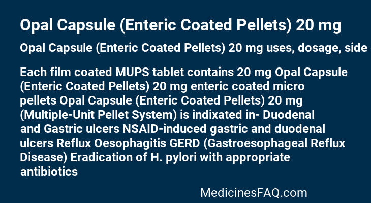 Opal Capsule (Enteric Coated Pellets) 20 mg