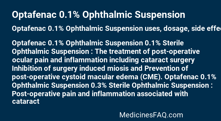 Optafenac 0.1% Ophthalmic Suspension