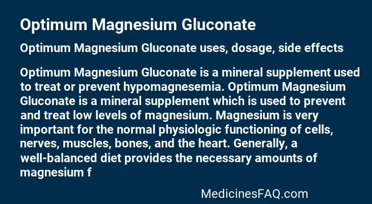 Optimum Magnesium Gluconate