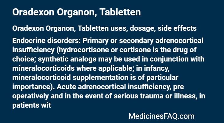 Oradexon Organon, Tabletten
