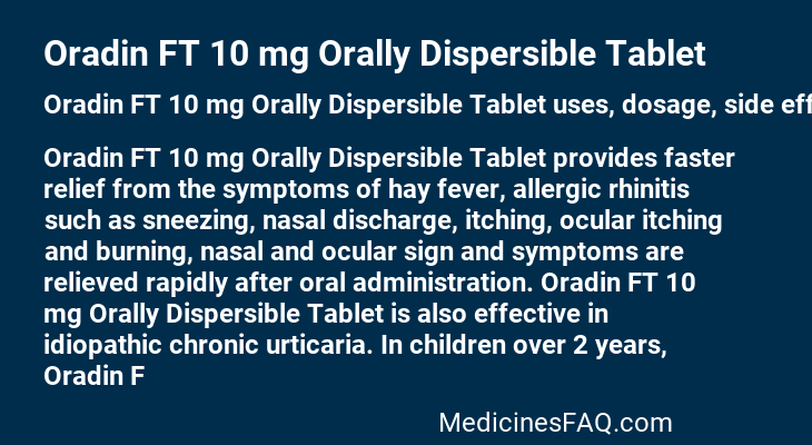 Oradin FT 10 mg Orally Dispersible Tablet