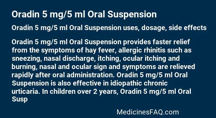 Oradin 5 mg/5 ml Oral Suspension