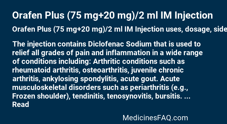 Orafen Plus (75 mg+20 mg)/2 ml IM Injection