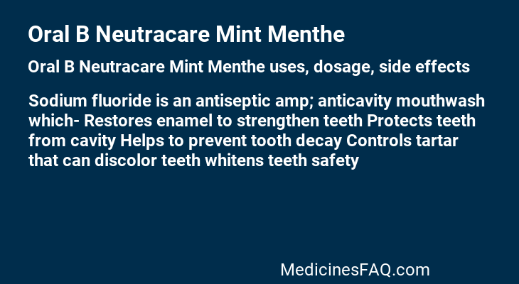 Oral B Neutracare Mint Menthe