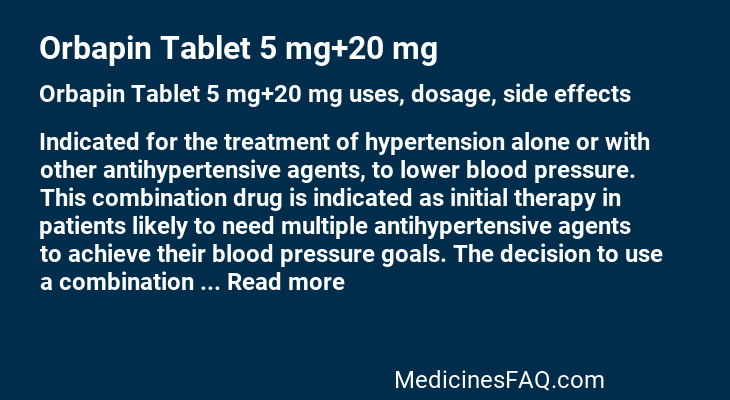 Orbapin Tablet 5 mg+20 mg