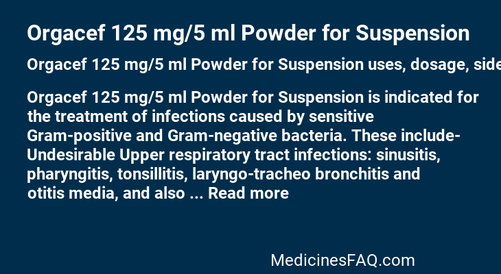 Orgacef 125 mg/5 ml Powder for Suspension