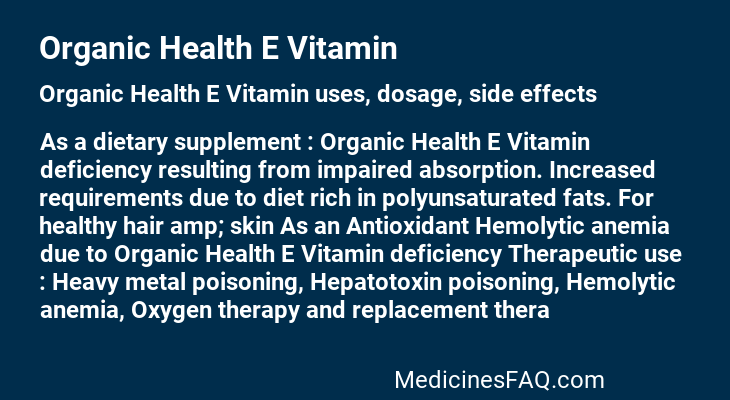 Organic Health E Vitamin