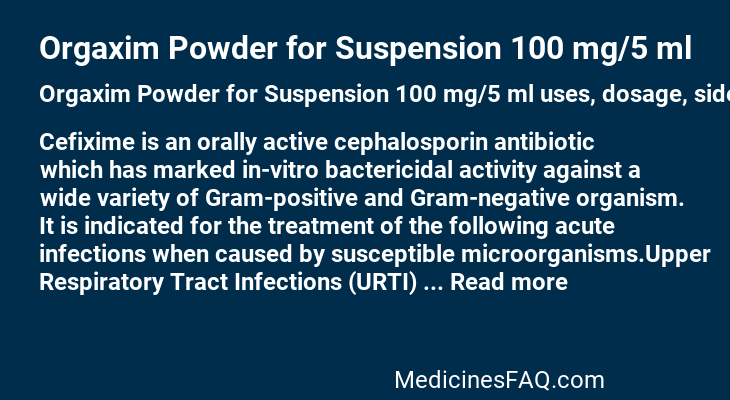 Orgaxim Powder for Suspension 100 mg/5 ml