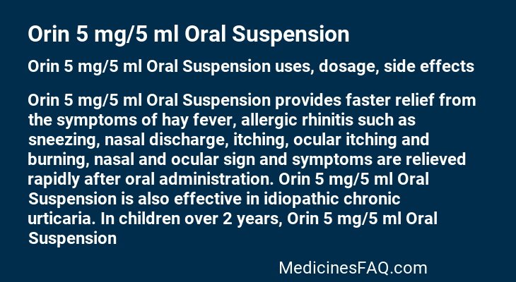 Orin 5 mg/5 ml Oral Suspension