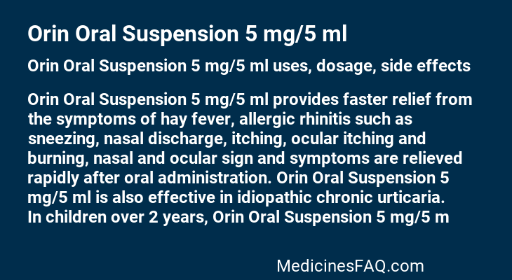 Orin Oral Suspension 5 mg/5 ml