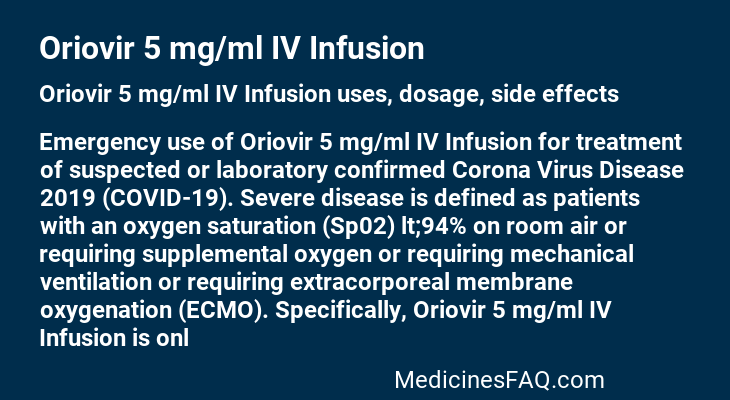 Oriovir 5 mg/ml IV Infusion