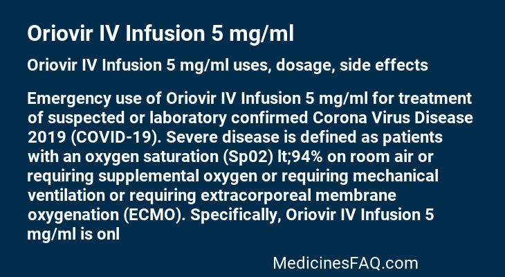 Oriovir IV Infusion 5 mg/ml